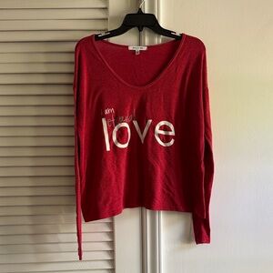 PEACE LOVE WORLD Red 'Love' Long-Sleeve Sweater Top SZ XS